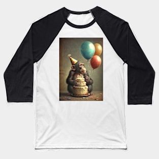 Chimpanzee Birthday Party Card Baseball T-Shirt